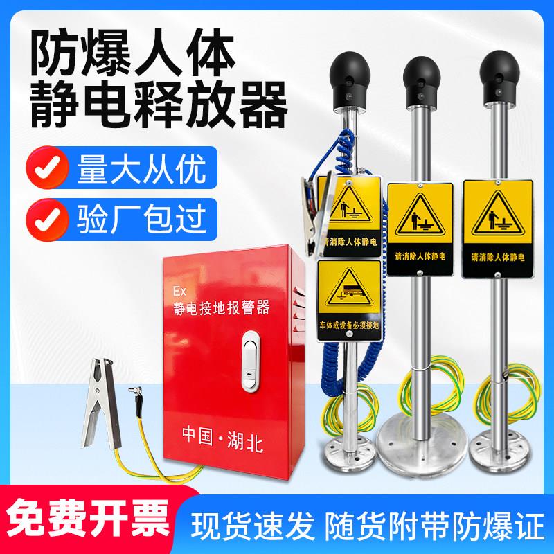 人体静电释放器触摸式工业防爆静电消除器仪球柱声光语音报警装置