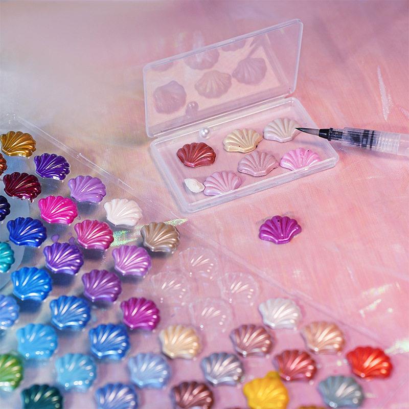 诗色珠光水彩颜料60色美术彩绘固体水彩初学者便携绘画专用颜料