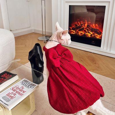 SPHYNX PLANET花花的per哥同款德文衣服斯芬克斯无毛猫小红裙宠物