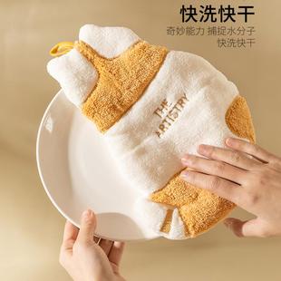 珊瑚绒吸水球加厚儿童搽抹手布 可爱猫咪擦手巾厨房家用不掉毛挂式