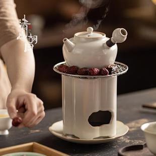 侧把泡茶壶白陶煮茶炉可干烧家用户外围炉煮茶碳火炉套装 中式