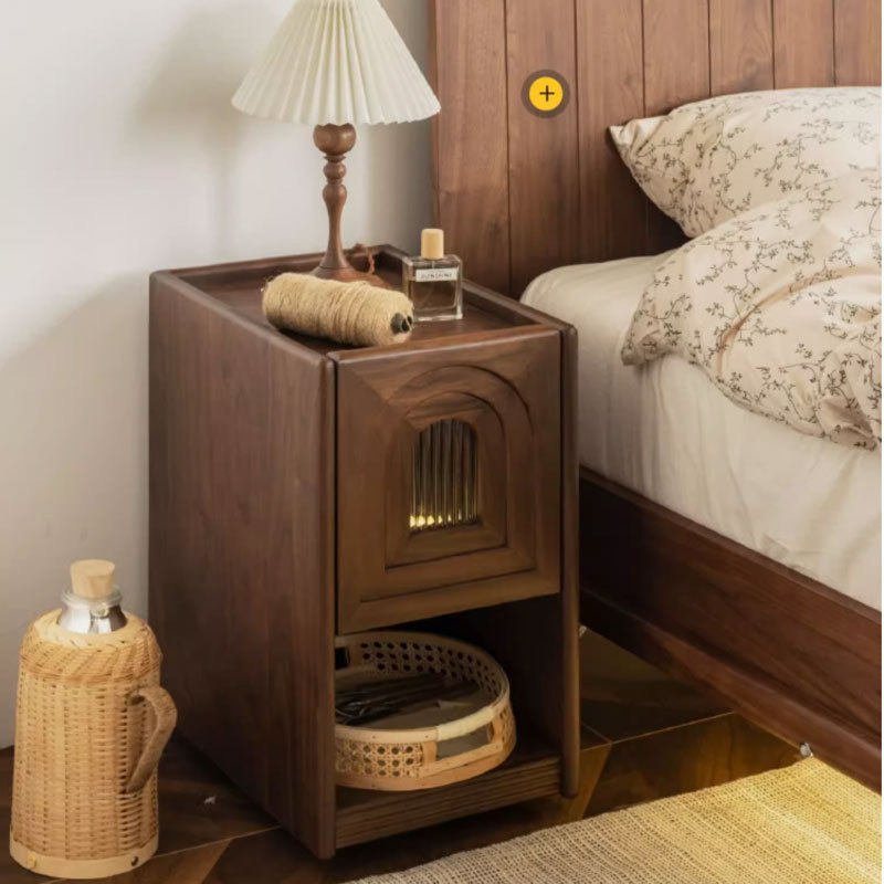 复古超窄床头柜卧室小型现代简约黑胡桃木收纳柜实木客厅沙发边柜,住宅家具,床头柜,淘宝优惠券,粉丝福利购,淘宝优惠卷