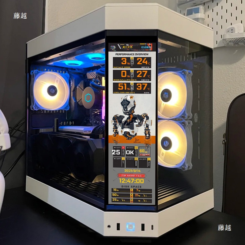 HYTE Y60 Y70机箱带屏幕显示屏 鱼缸海景房电脑LCD黑色白色深黑色