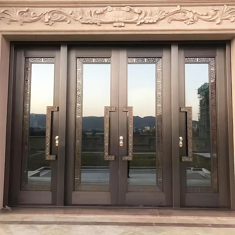 售楼部大门装修效果图 商用酒店会所办公大楼不锈钢地弹簧门