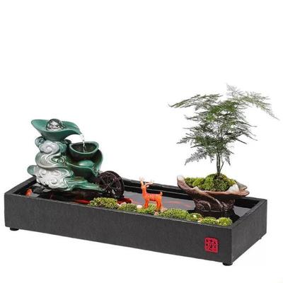 创意流水生财摆件桌j面鱼缸循环水装饰客厅玄关办公室摆设开业礼