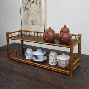 茶具收纳架博古架多层家用展示紫砂壶茶壶茶杯架桌面置物茶托 中式