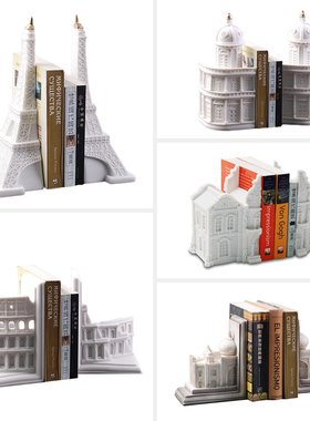 欧式建筑书立家居书房书架书桌办公室装饰摆件样板间简约书靠书档