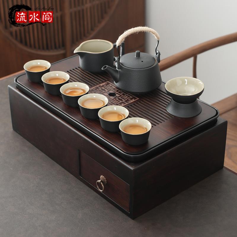 功夫茶具套装整套茶盘白瓷紫砂茶壶茶杯多功能收纳茶台家用送礼