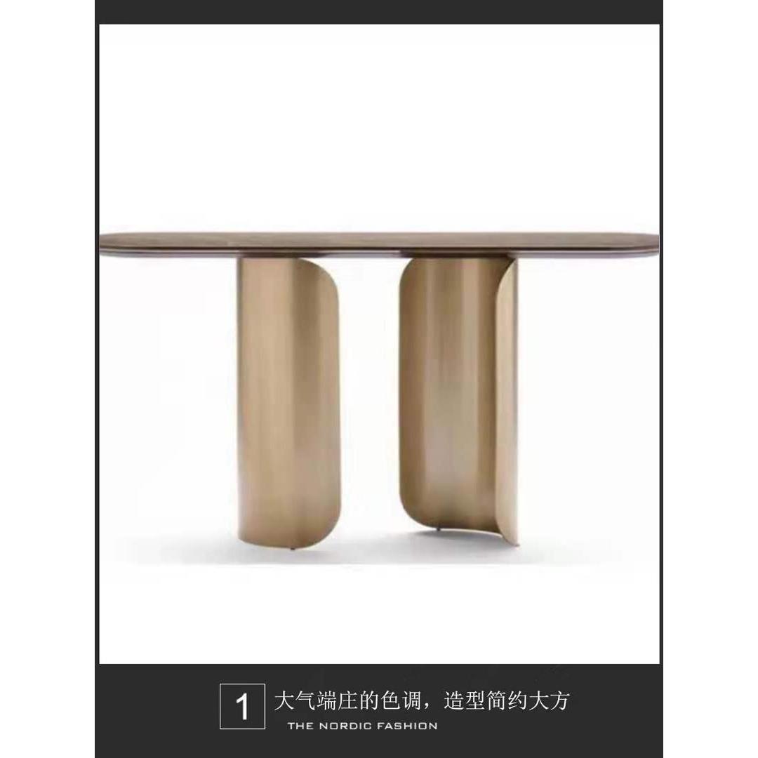 意大利轻奢入口桌不锈钢大理石壁挂式入口桌现代简约入口新中式入
