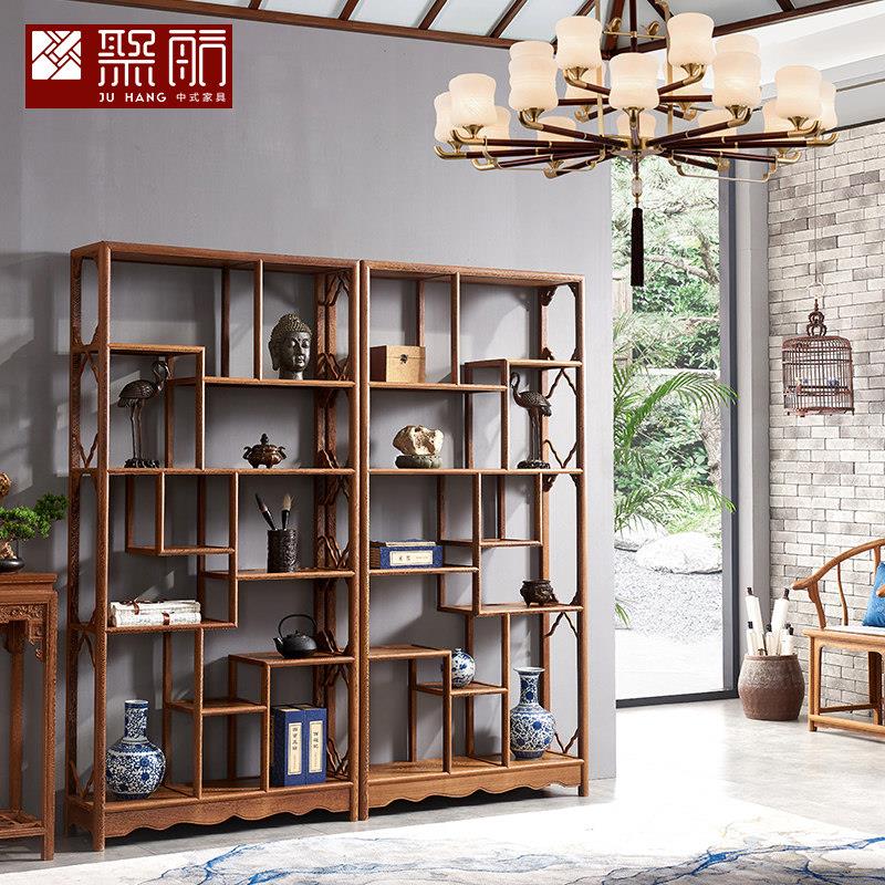 红木家俱全鸡翅木多宝格博古架家用中式玄关隔断古董展示架置物架