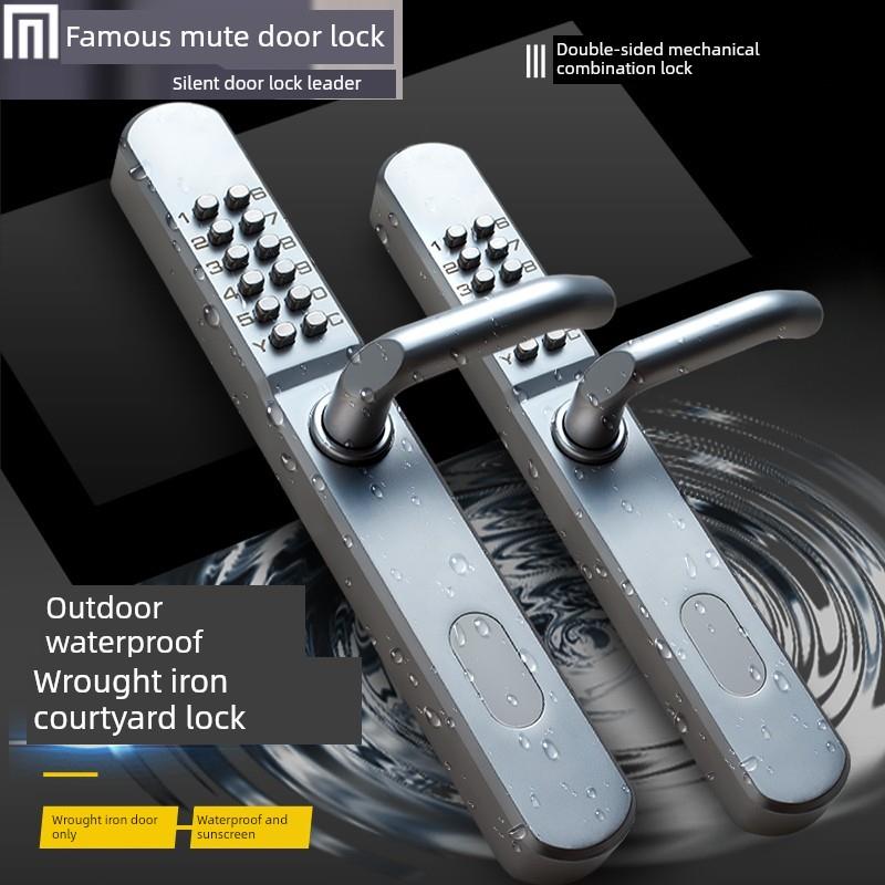 名门防水机械密码锁门锁室外防冻双面窄边断桥铝庭院花园空心铁艺