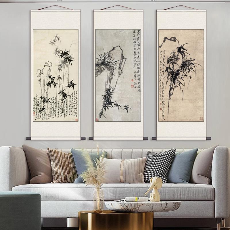 咬定青山不放松郑板桥竹子字画国画丝绸卷轴礼品字画招财花鸟挂画
