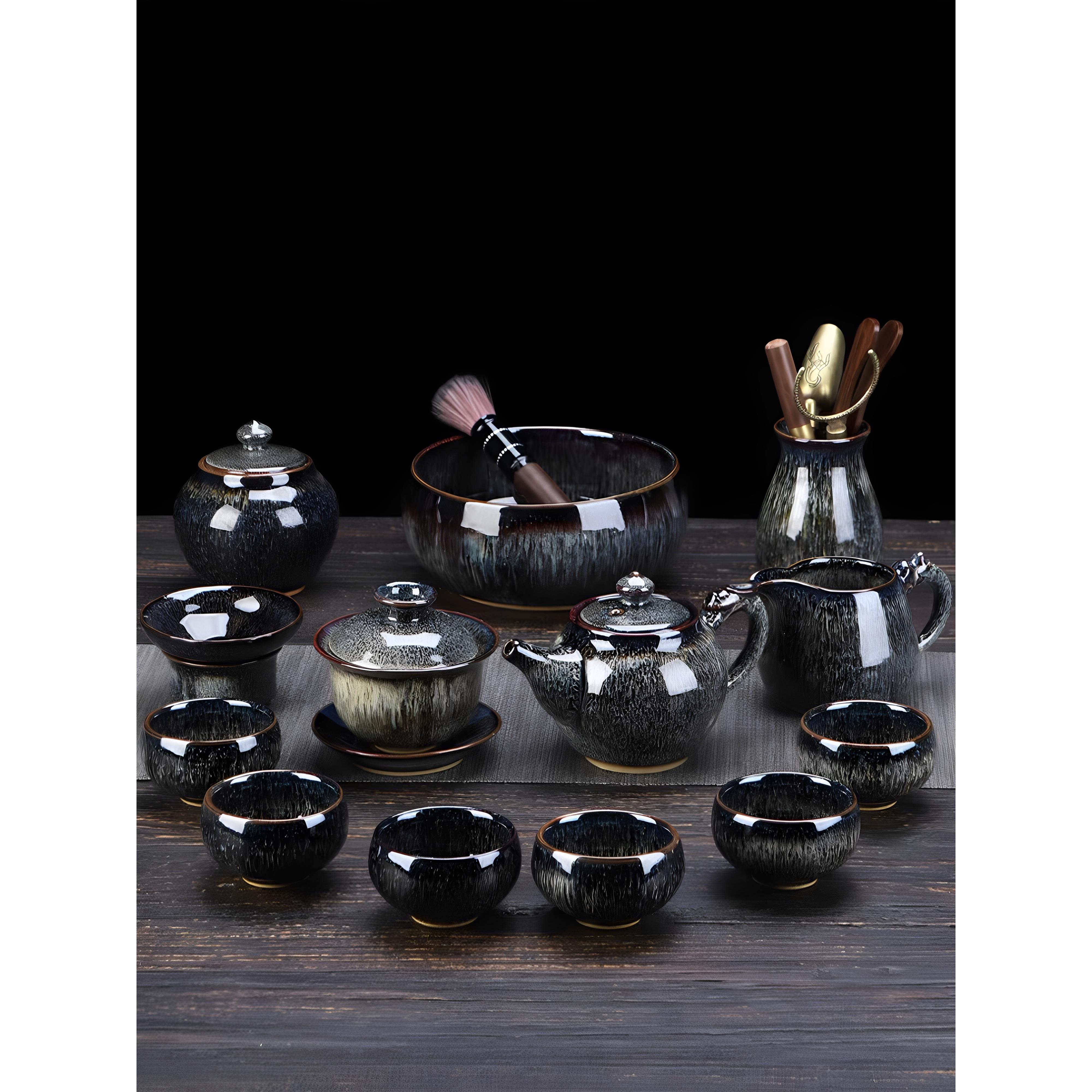 窑炉功夫茶具内置家庭客厅陶瓷茶壶盖碗中国商务礼盒礼品