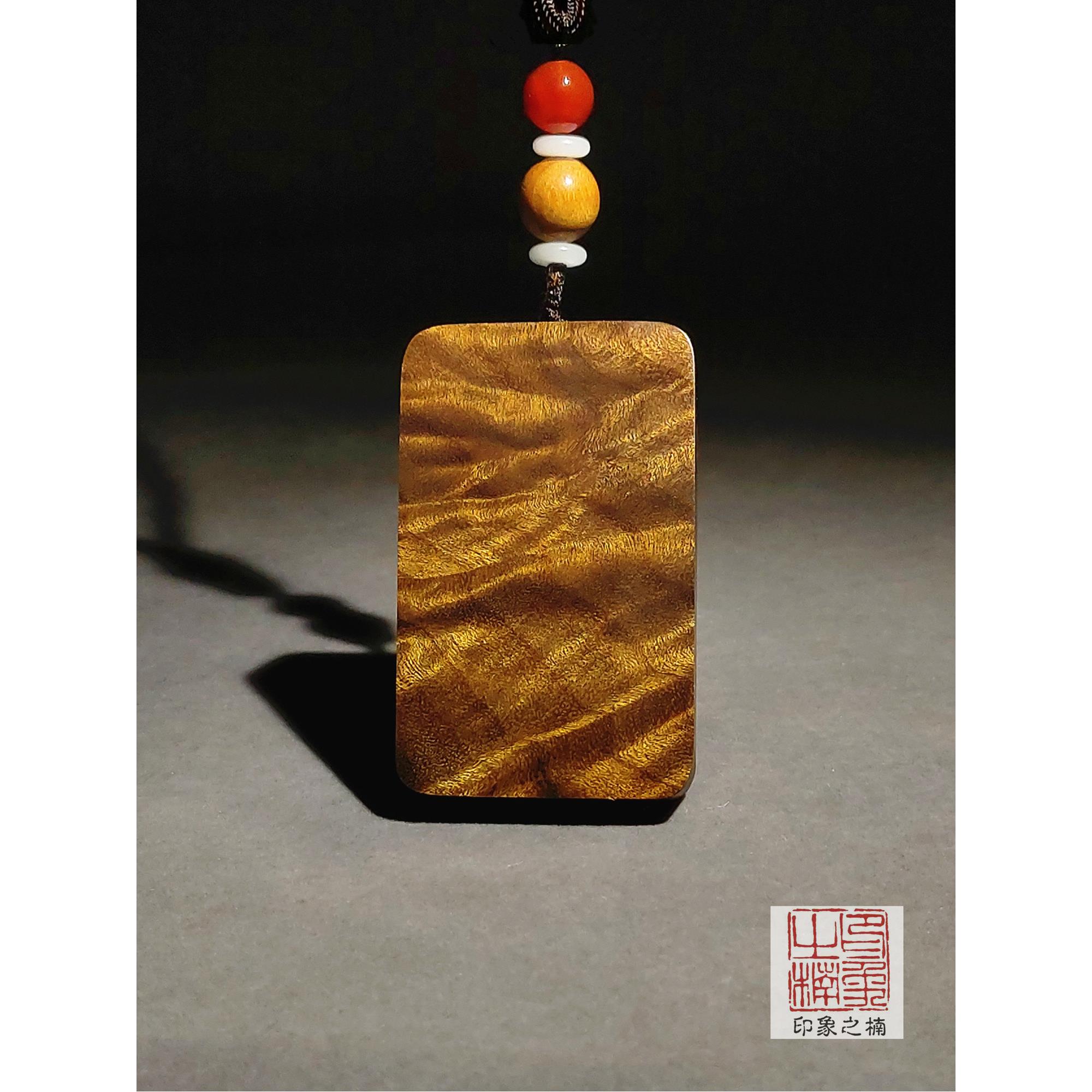 四川金丝楠无事牌桢楠木手把件男士随身把玩件木料龙胆水波纹吊坠