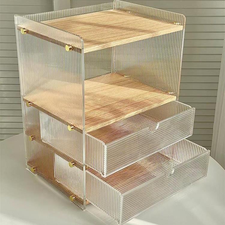 亚克力化妆品收纳盒桌面护肤品香水置物架梳妆台多层抽屉式展示架