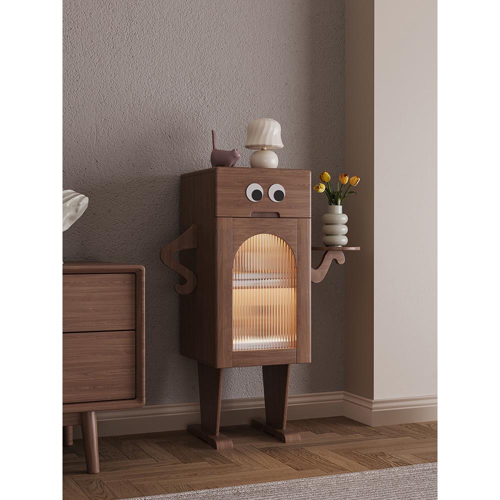 创意机器人边柜客厅沙发茶几边几置物柜网红带灯不占地储物斗柜