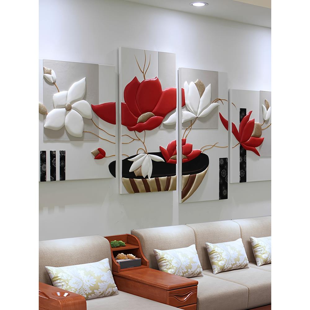 3D立体浮雕客厅装饰画高端沙发背景墙卧室挂画入口餐厅壁画图片