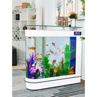 子弹头鱼缸客厅家用中型水族箱玻璃1.2米1.5米生态落地屏风鱼缸