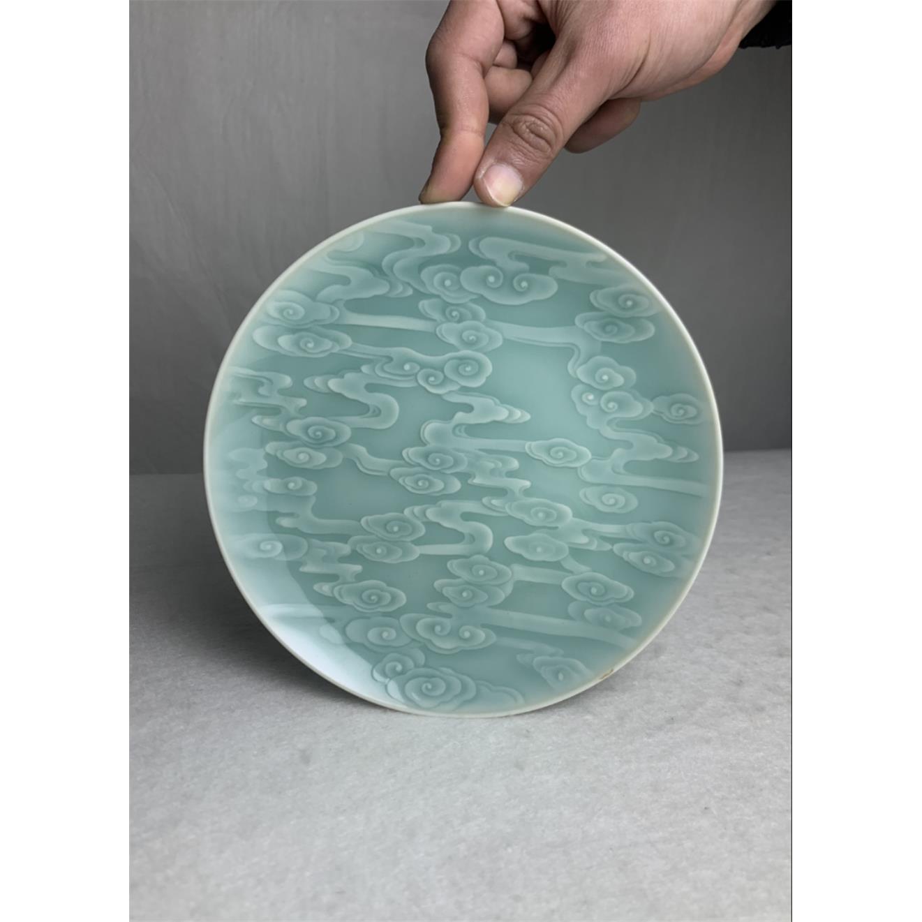 茶托圆盘陶瓷青瓷菜盘满祥云纹茶室摆件茶具茶壶茶杯盖碗壶承托盘
