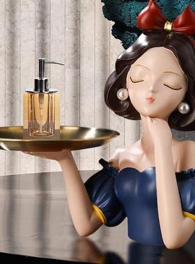 轻奢新款玄关客厅桌面钥匙化妆品收纳遥控板在逃公主托盘礼品摆件