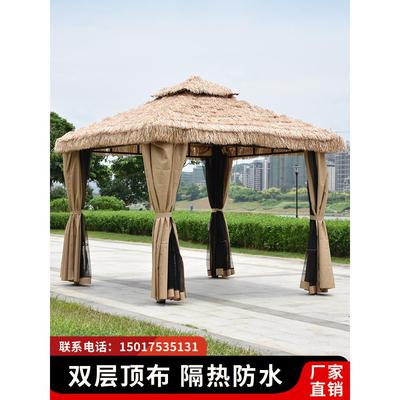 亭子户外凉亭庭院农村小院四角遮阳棚休闲茅草帐篷室外雨棚家用