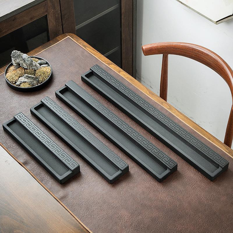 天然乌金石茶杯架家用石茶托 托杯托 托茶道配件沥水架茶架茶具收