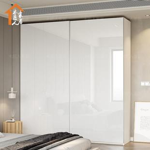 推拉门衣柜家用趟门卧室大衣橱高亮光白色极简约经移门衣柜定制款