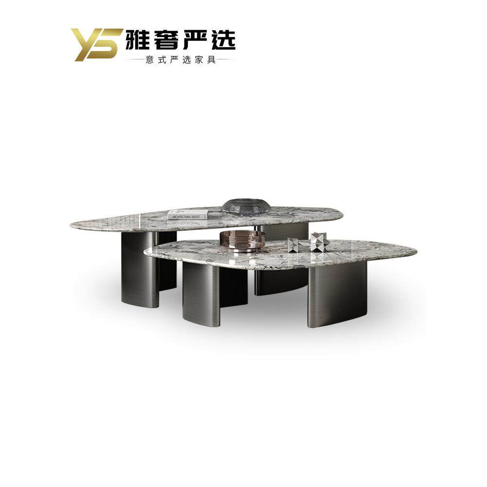 意式轻奢大理石茶几高端奢华家用边几现代简约客厅异形茶几组合