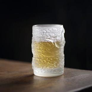 玻璃鎏金主人杯高档磨砂单杯水晶冰冻烧琉璃功夫茶具个人专用茶杯