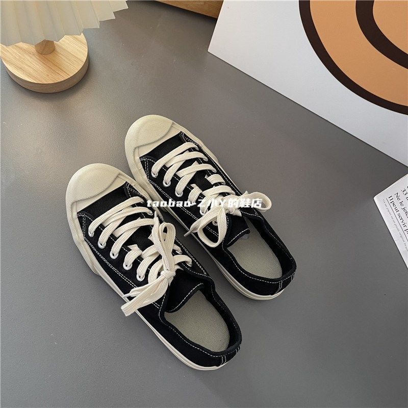 2024b春季新款韩超火糖果色经典帆布鞋圆头系带板鞋低帮纯色休闲