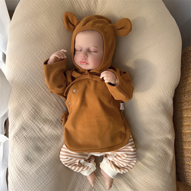 美拉德色系新生的儿半背衣秋冬0-3月初生宝宝上衣52码婴儿衣服