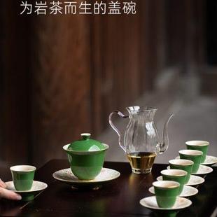 祥裕陶瓷春归燕茶具套装 商务送礼 家用中式 盖碗功夫茶具高档礼盒装