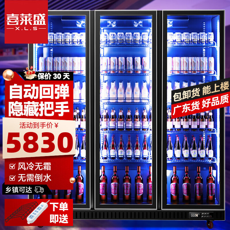 喜莱盛啤酒柜展示柜冷藏冰柜便利店冰箱全屏网红酒柜酒水饮料柜