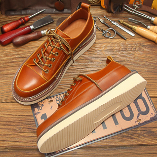 鞋 2023秋季 新款 工装 真皮潮流英伦风复古低帮马丁靴 男休闲大头皮鞋