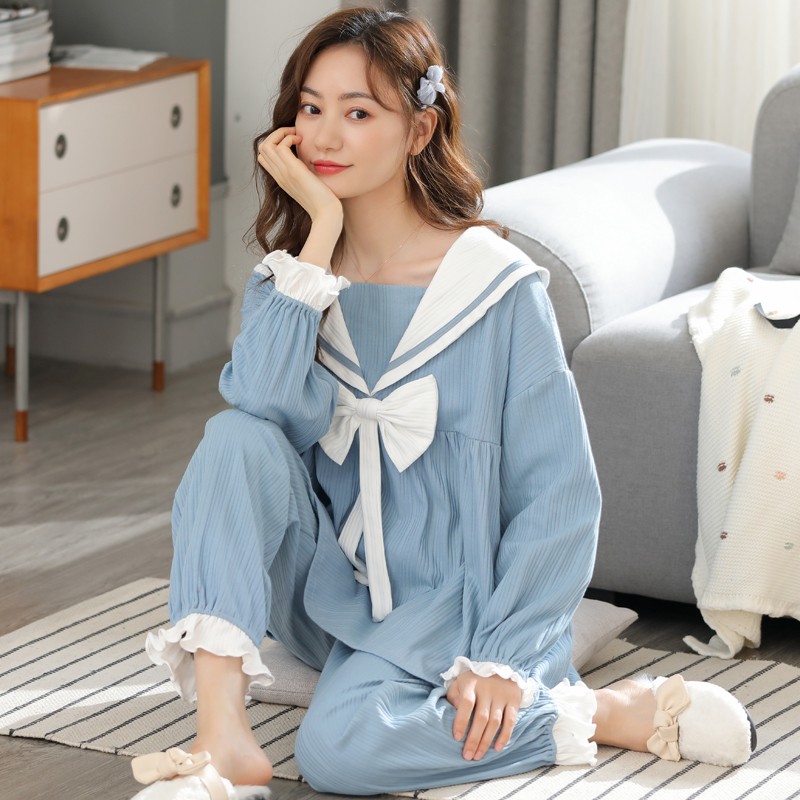 春秋季睡衣女纯棉可爱韩版公x主睡衣/家居服套装