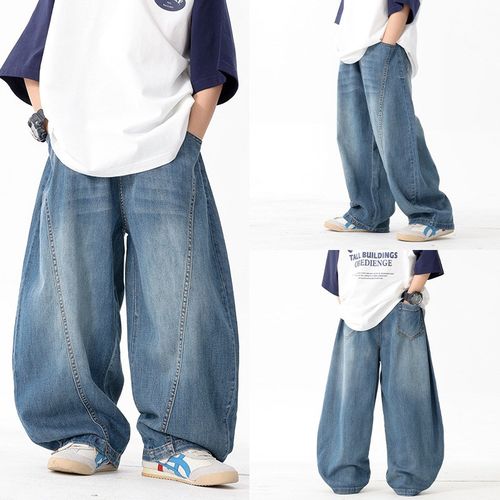 儿童洋气软糯薄款冰丝牛仔防蚊裤2025夏季男童宽松休闲弯刀裤长裤