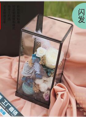 现代简约美式几何玻璃罩摆件北欧创意家居客厅电视酒柜装饰品大号