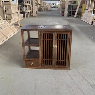 北榆木新中式茶水柜茶桌边柜茶水台餐边柜储物柜二人茶台烧水一体