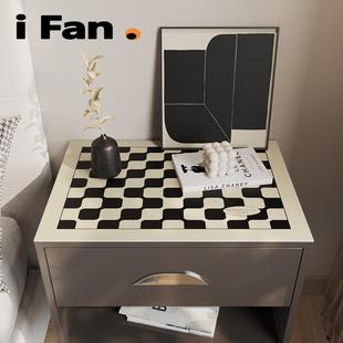 范店定制黑白棋格床头柜垫皮革垫子免洗桌垫家用小柜子防尘茶几垫