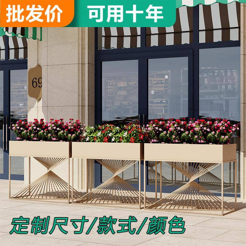 304食品级不锈钢花箱屋顶绿化金属花槽商场酒店铁艺花盆批量定制