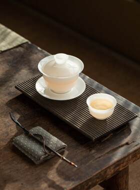 冰玉瓷超小型迷你三彩碗80ml薄身白瓷功夫茶碗一人用
