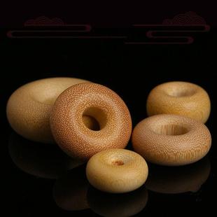 龙血玉竹环文玩实心竹子把玩件把件挂件配饰平安扣面 面包圈金丝