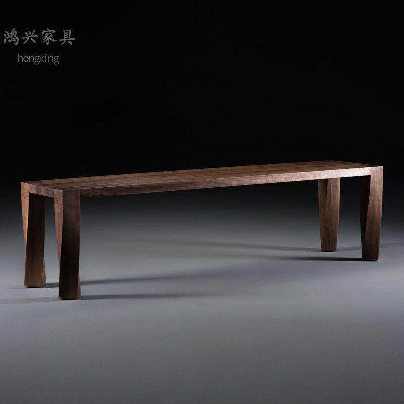 北美黑胡桃木长凳餐桌凳子新中式家用长板凳实木换鞋凳长条凳北欧
