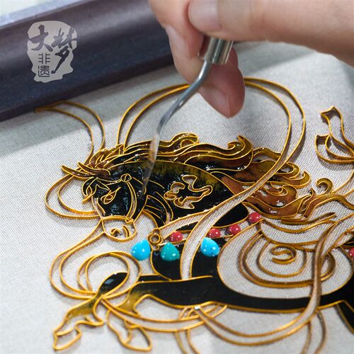 大梦非遗新年礼品掐丝珐琅画相框摆件DIY手工材料包马年套装团建