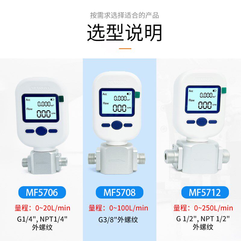 空气流量计数显气体质量流量表矽翔M5706/MF5712压缩空气氧气氩气