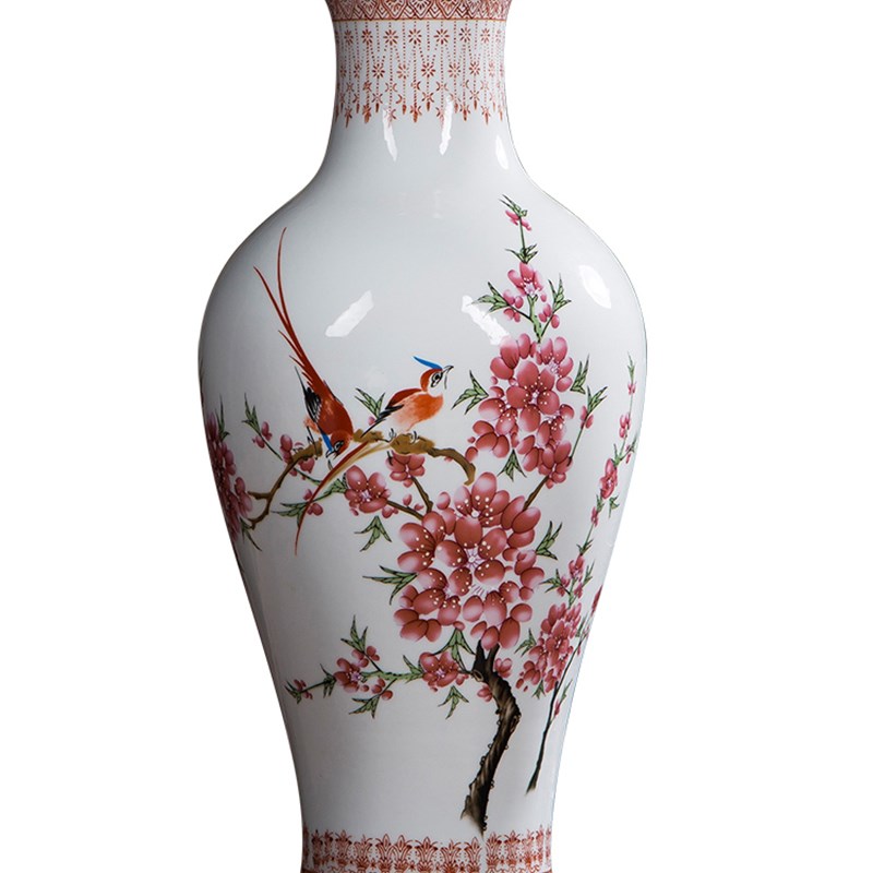 景德镇陶瓷花瓶摆件客厅落地创意饰品青花瓷器干花仿真假花小花瓶