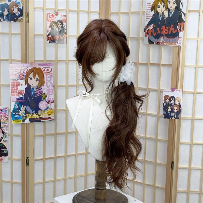 日系古早风假发巧克力棕长卷发温柔侧马尾甜妹Lolita仿真发全头套