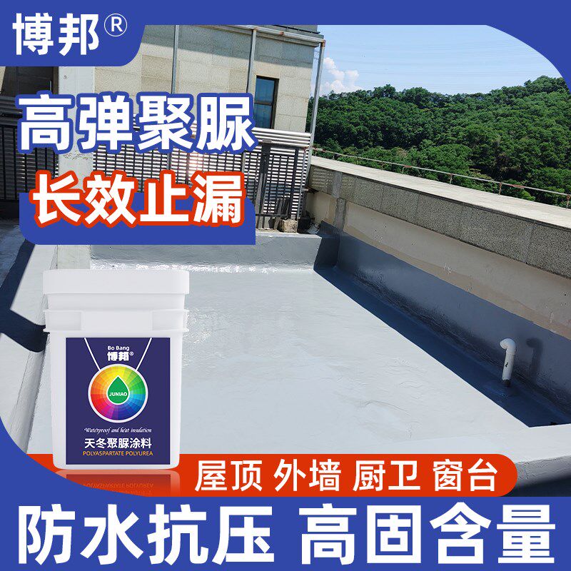 天冬聚脲免砸砖阳台外墙防水池补漏渗透剂裂缝楼顶屋面涂料防水胶