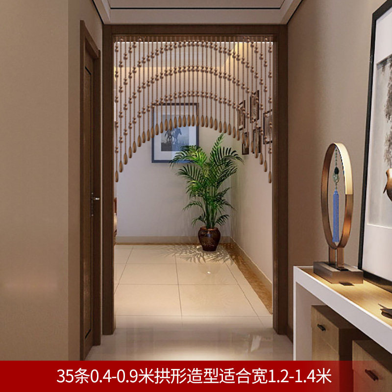 中式金丝檀木葫芦珠帘 客厅玄关木珠门帘 支持定制木珠帘