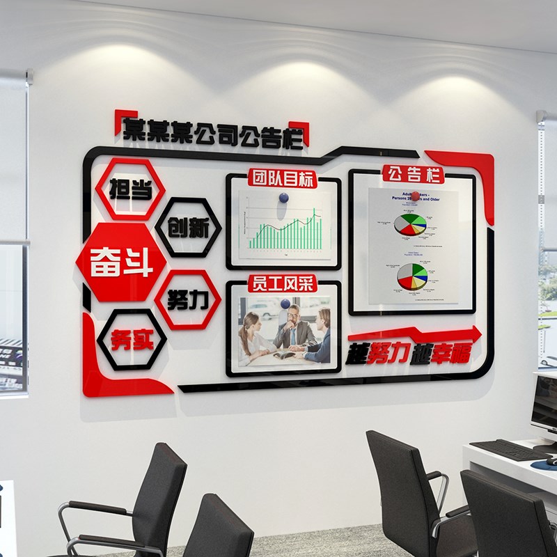 办公室墙面装饰告示栏宣传贴员工风采企业文化背景班组建设展示板